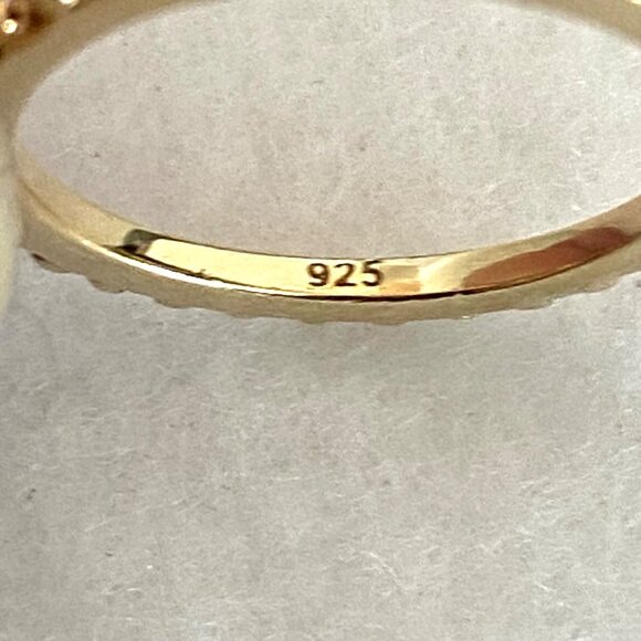 Gold Vermeil Sterling Silver 925 Square Yellow Cubic Zirconia Solitaire Ring 5 - Picture 9 of 16